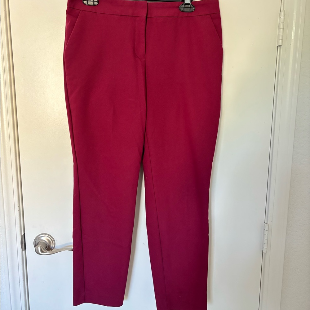 Express Women's Columnist Wine Red Maroon High Waist Straight Leg Pants